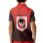 Personalized St. George Illawarra Dragons Kid Polo Shirt Easter Mascot - Colorful Eggs Cartoon Style