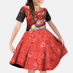 Personalized St. George Illawarra Dragons Kid Short Sleeve Dress Easter Mascot - Colorful Eggs Cartoon Style