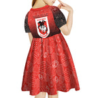 Personalized St. George Illawarra Dragons Kid Short Sleeve Dress Easter Mascot - Colorful Eggs Cartoon Style