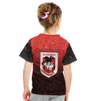 Personalized St. George Illawarra Dragons Kid T Shirt Easter Mascot - Colorful Eggs Cartoon Style