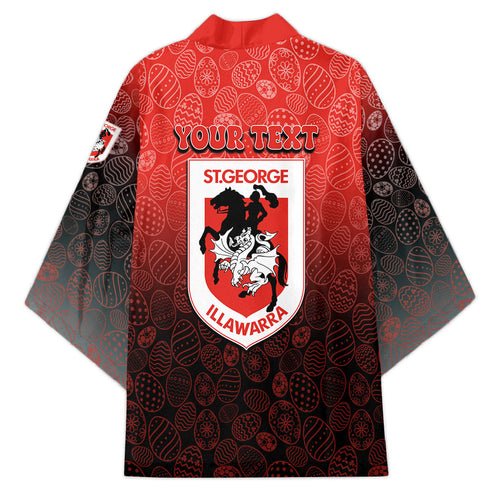 Personalized St. George Illawarra Dragons Kimono Easter Mascot - Colorful Eggs Cartoon Style