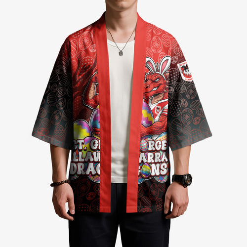Personalized St. George Illawarra Dragons Kimono Easter Mascot - Colorful Eggs Cartoon Style
