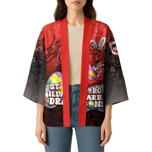 Personalized St. George Illawarra Dragons Kimono Easter Mascot - Colorful Eggs Cartoon Style