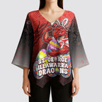 Personalized St. George Illawarra Dragons Kimono Sleeve Blouse Easter Mascot - Colorful Eggs Cartoon Style
