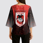 Personalized St. George Illawarra Dragons Kimono Sleeve Blouse Easter Mascot - Colorful Eggs Cartoon Style
