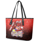 Personalized St. George Illawarra Dragons Leather Tote Bag Easter Mascot - Colorful Eggs Cartoon Style