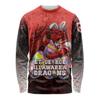Personalized St. George Illawarra Dragons Long Sleeve Shirt Easter Mascot - Colorful Eggs Cartoon Style