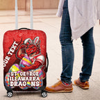 Personalized St. George Illawarra Dragons Luggage Cover Easter Mascot - Colorful Eggs Cartoon Style