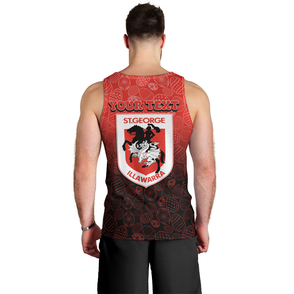 Personalized St. George Illawarra Dragons Men Tank Top Easter Mascot - Colorful Eggs Cartoon Style