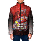 Personalized St. George Illawarra Dragons Padded Jacket Easter Mascot - Colorful Eggs Cartoon Style