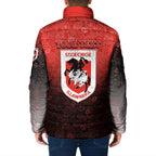 Personalized St. George Illawarra Dragons Padded Jacket Easter Mascot - Colorful Eggs Cartoon Style