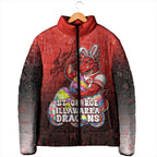 Personalized St. George Illawarra Dragons Padded Jacket Easter Mascot - Colorful Eggs Cartoon Style