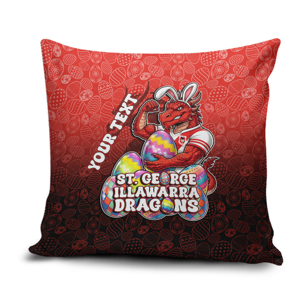 Personalized St. George Illawarra Dragons Pillow Cover Easter Mascot - Colorful Eggs Cartoon Style