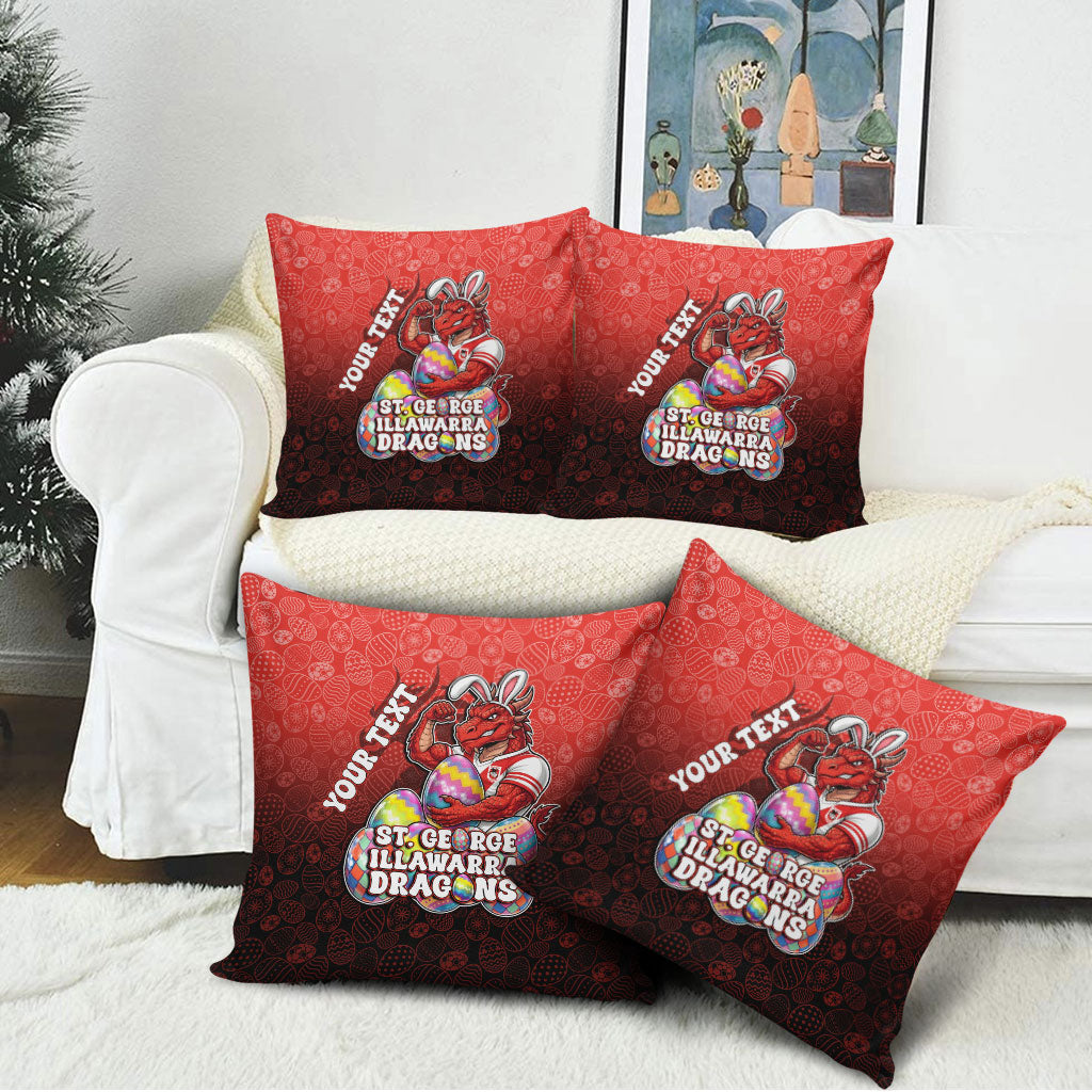 Personalized St. George Illawarra Dragons Pillow Cover Easter Mascot - Colorful Eggs Cartoon Style