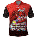 Personalized St. George Illawarra Dragons Polo Shirt Easter Mascot - Colorful Eggs Cartoon Style