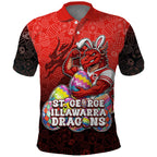 Personalized St. George Illawarra Dragons Polo Shirt Easter Mascot - Colorful Eggs Cartoon Style