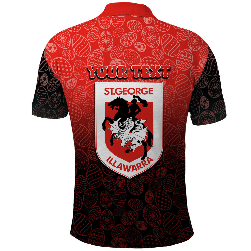 Personalized St. George Illawarra Dragons Polo Shirt Easter Mascot - Colorful Eggs Cartoon Style
