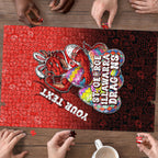 Personalized St. George Illawarra Dragons Puzzle Easter Mascot - Colorful Eggs Cartoon Style