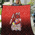 Personalized St. George Illawarra Dragons Quilt Easter Mascot - Colorful Eggs Cartoon Style