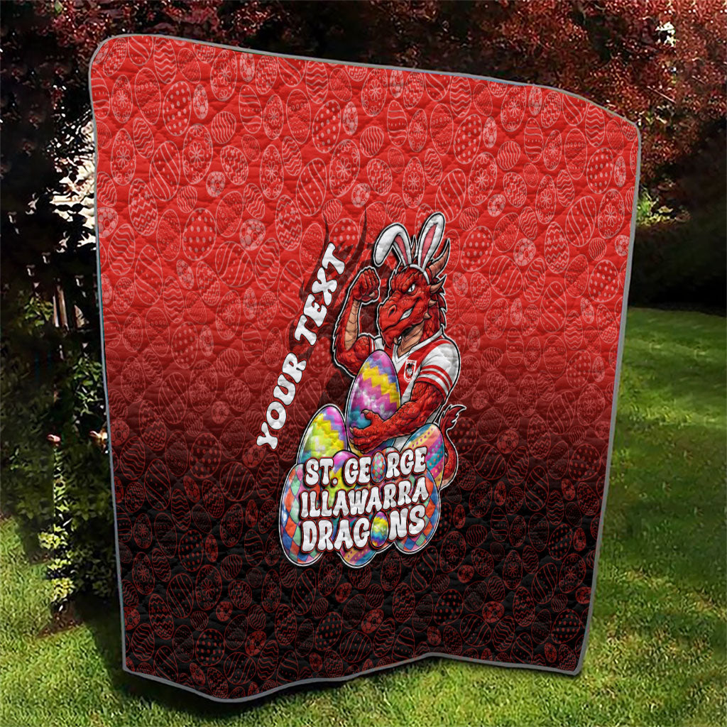 Personalized St. George Illawarra Dragons Quilt Easter Mascot - Colorful Eggs Cartoon Style