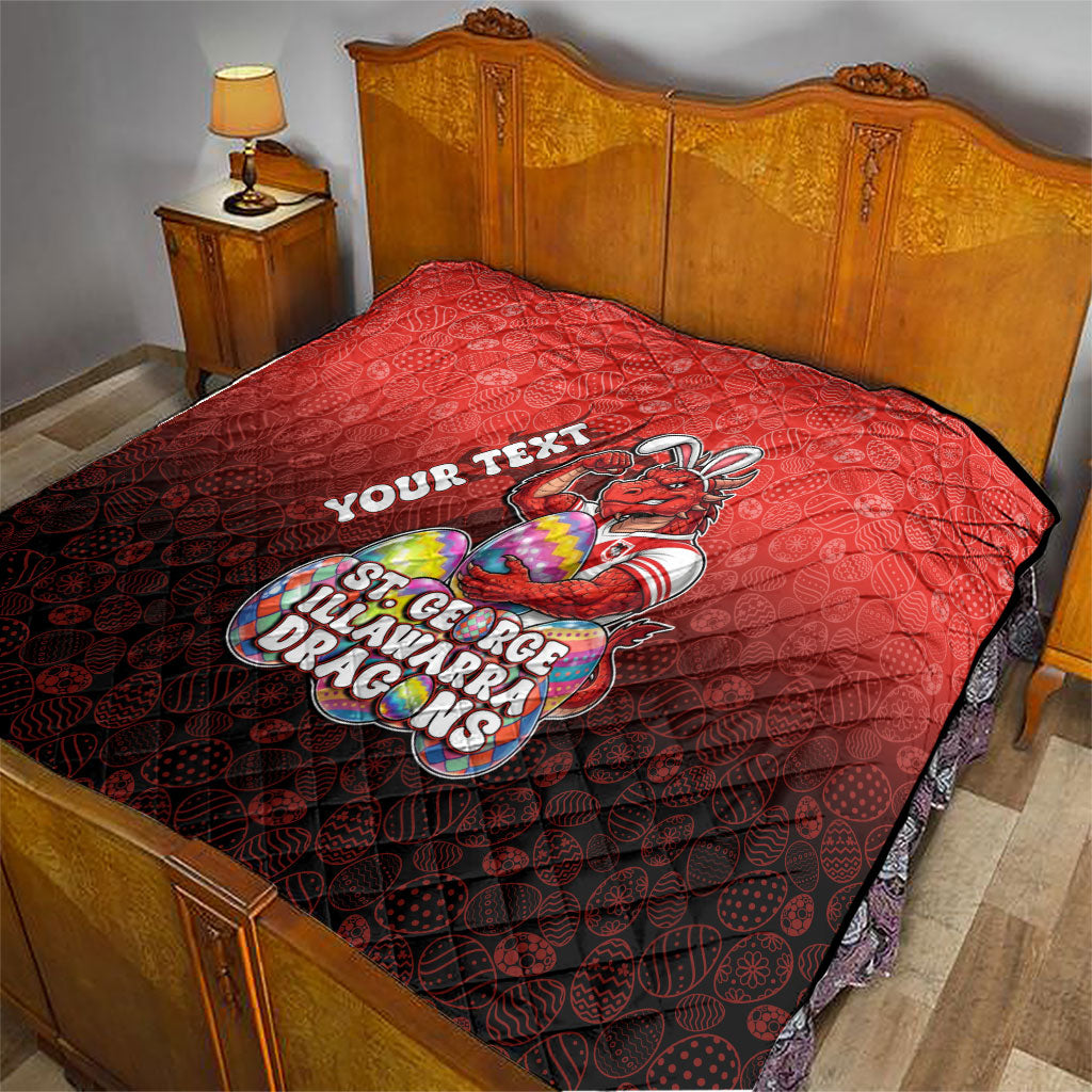 Personalized St. George Illawarra Dragons Quilt Easter Mascot - Colorful Eggs Cartoon Style
