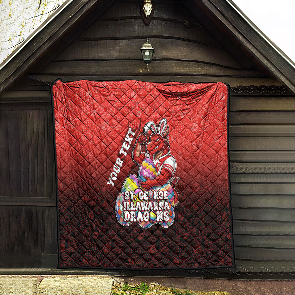 Personalized St. George Illawarra Dragons Quilt Easter Mascot - Colorful Eggs Cartoon Style