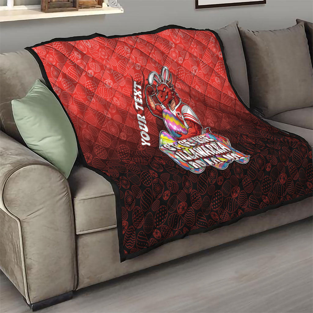 Personalized St. George Illawarra Dragons Quilt Easter Mascot - Colorful Eggs Cartoon Style
