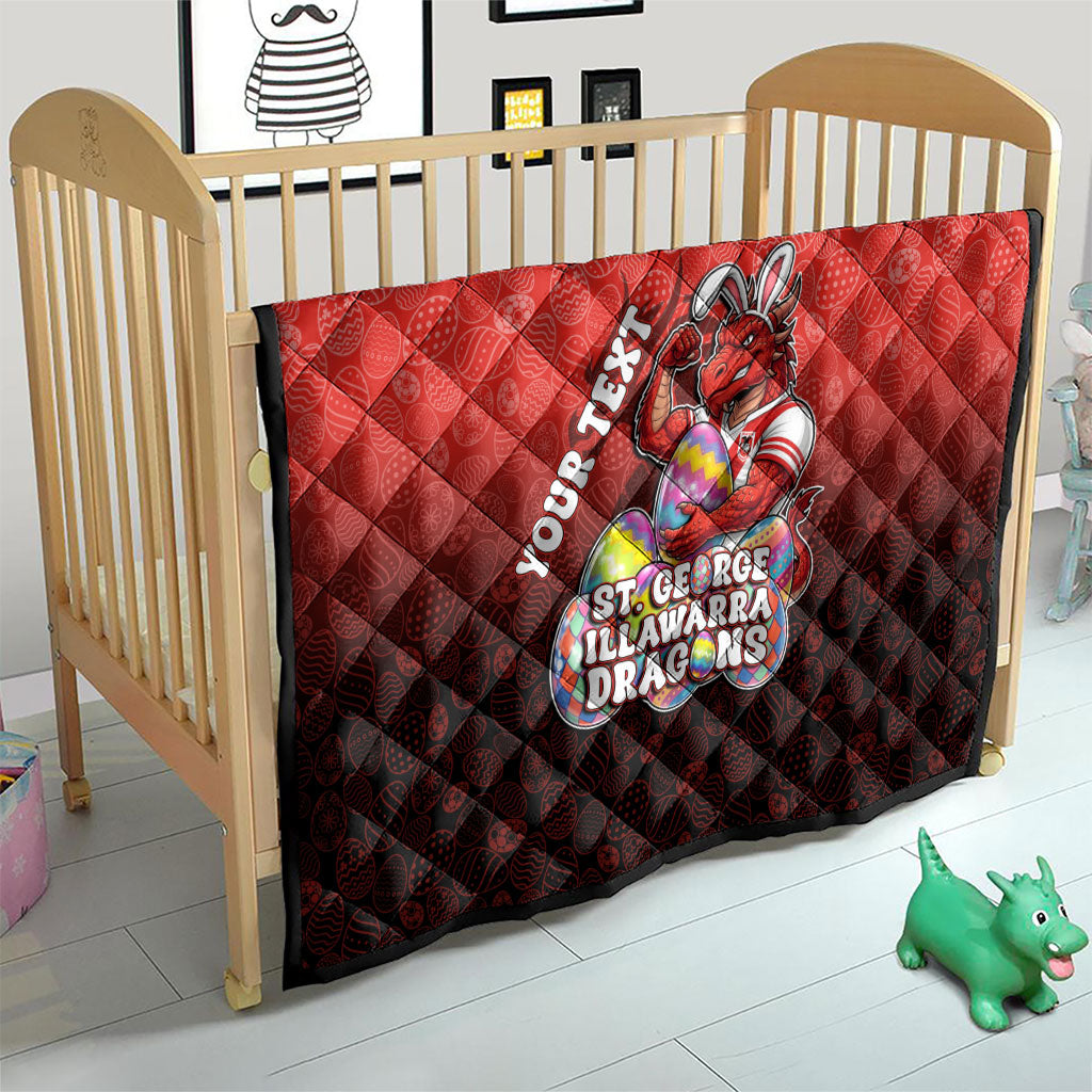 Personalized St. George Illawarra Dragons Quilt Easter Mascot - Colorful Eggs Cartoon Style