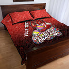 Personalized St. George Illawarra Dragons Quilt Bed Set Easter Mascot - Colorful Eggs Cartoon Style