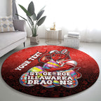 Personalized St. George Illawarra Dragons Round Carpet Easter Mascot - Colorful Eggs Cartoon Style