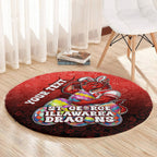 Personalized St. George Illawarra Dragons Round Carpet Easter Mascot - Colorful Eggs Cartoon Style