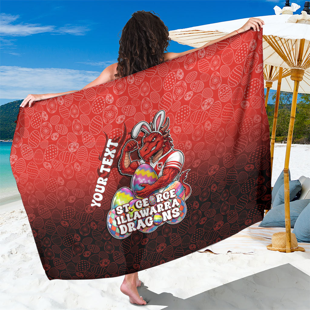 Personalized St. George Illawarra Dragons Sarong Easter Mascot - Colorful Eggs Cartoon Style