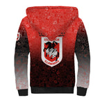 Personalized St. George Illawarra Dragons Sherpa Hoodie Easter Mascot - Colorful Eggs Cartoon Style