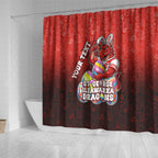 Personalized St. George Illawarra Dragons Shower Curtain Easter Mascot - Colorful Eggs Cartoon Style