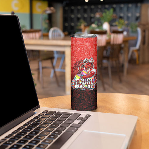Personalized St. George Illawarra Dragons Skinny Tumbler Easter Mascot - Colorful Eggs Cartoon Style