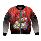 Personalized St. George Illawarra Dragons Sleeve Zip Bomber Jacket Easter Mascot - Colorful Eggs Cartoon Style