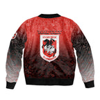 Personalized St. George Illawarra Dragons Sleeve Zip Bomber Jacket Easter Mascot - Colorful Eggs Cartoon Style