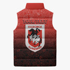 Personalized St. George Illawarra Dragons Sleeveless Puffer Jacket Easter Mascot - Colorful Eggs Cartoon Style