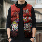 Personalized St. George Illawarra Dragons Sleeveless Puffer Jacket Easter Mascot - Colorful Eggs Cartoon Style
