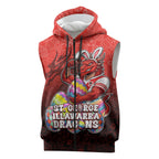 Personalized St. George Illawarra Dragons Sleeveless Zip Hoodie Easter Mascot - Colorful Eggs Cartoon Style