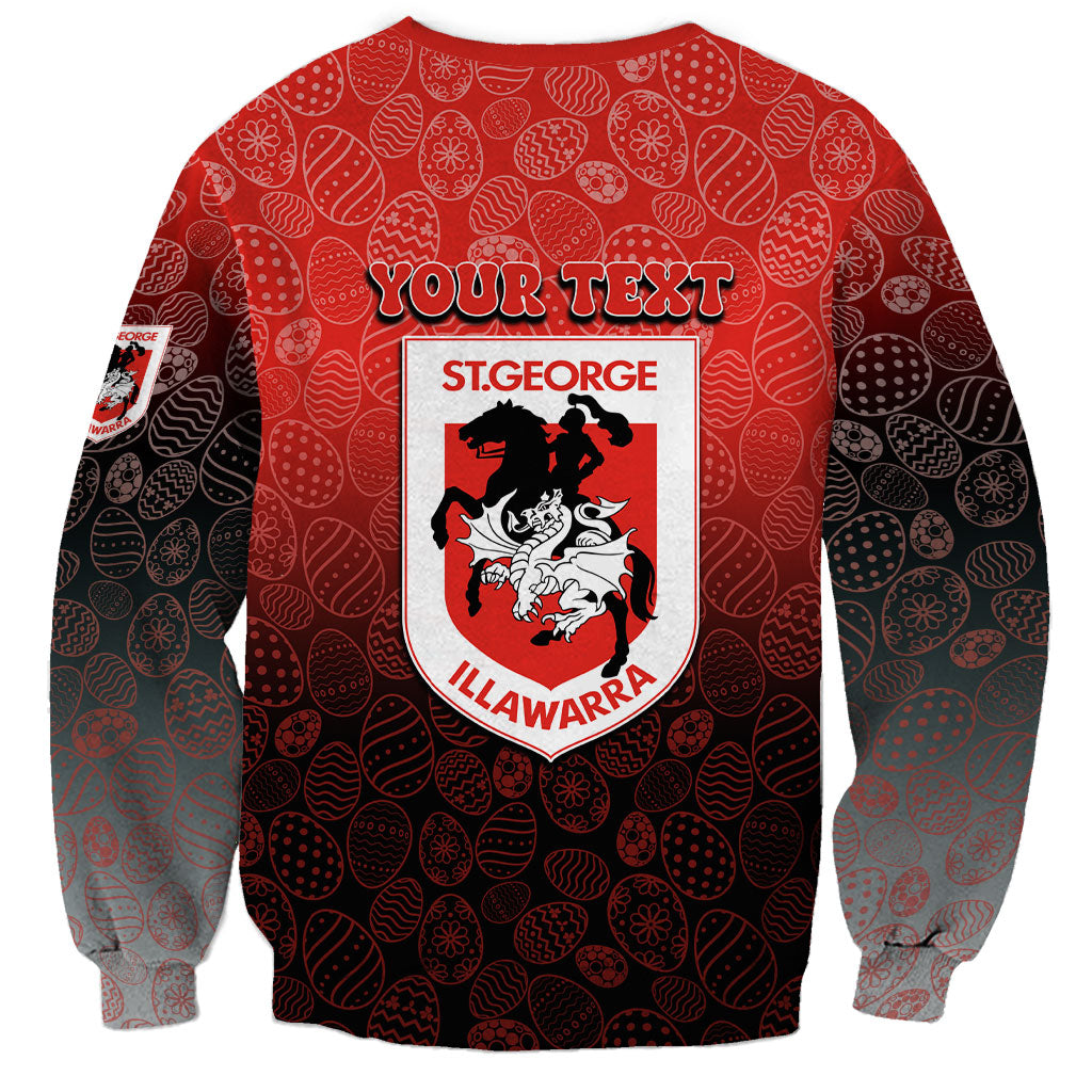 Personalized St. George Illawarra Dragons Sweatshirt Easter Mascot - Colorful Eggs Cartoon Style