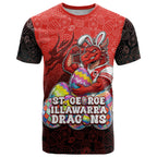 Personalized St. George Illawarra Dragons T Shirt Easter Mascot - Colorful Eggs Cartoon Style
