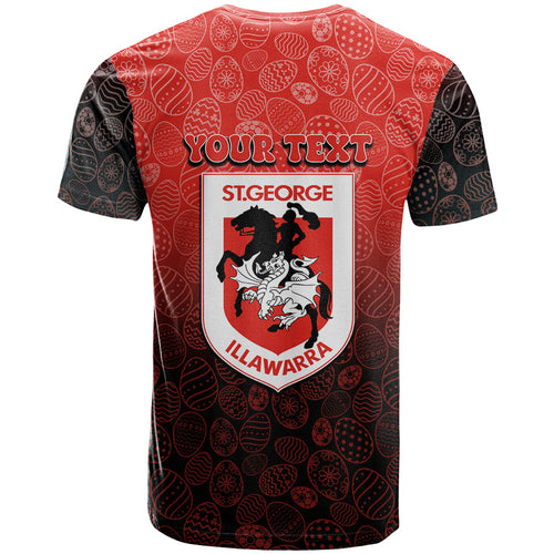 Personalized St. George Illawarra Dragons T Shirt Easter Mascot - Colorful Eggs Cartoon Style