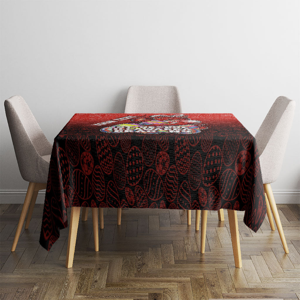 Personalized St. George Illawarra Dragons Tablecloth Easter Mascot - Colorful Eggs Cartoon Style