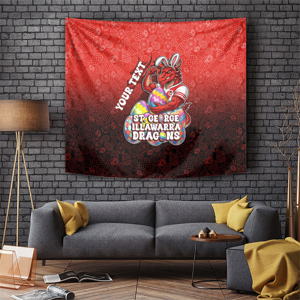 Personalized St. George Illawarra Dragons Tapestry Easter Mascot - Colorful Eggs Cartoon Style