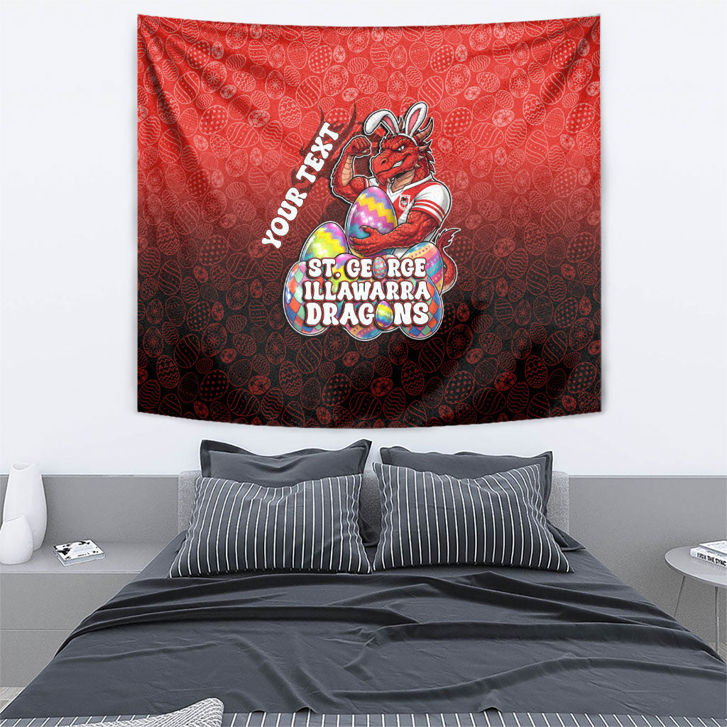 Personalized St. George Illawarra Dragons Tapestry Easter Mascot - Colorful Eggs Cartoon Style