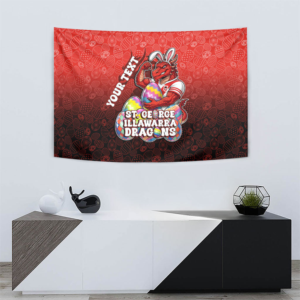 Personalized St. George Illawarra Dragons Tapestry Easter Mascot - Colorful Eggs Cartoon Style