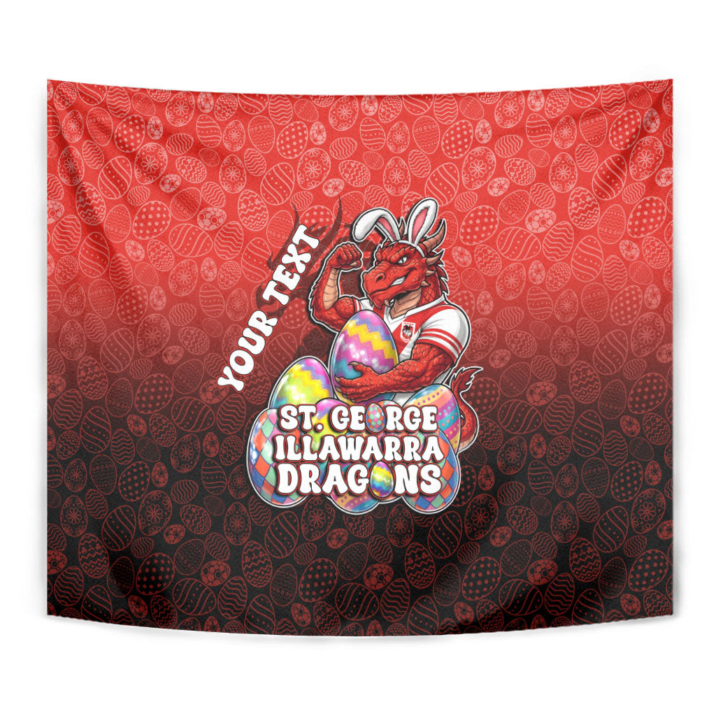 Personalized St. George Illawarra Dragons Tapestry Easter Mascot - Colorful Eggs Cartoon Style