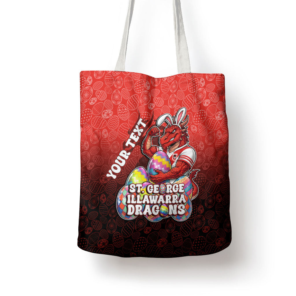 Personalized St. George Illawarra Dragons Tote Bag Easter Mascot - Colorful Eggs Cartoon Style