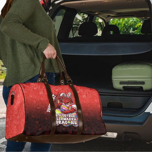 Personalized St. George Illawarra Dragons Travel Bag Easter Mascot - Colorful Eggs Cartoon Style
